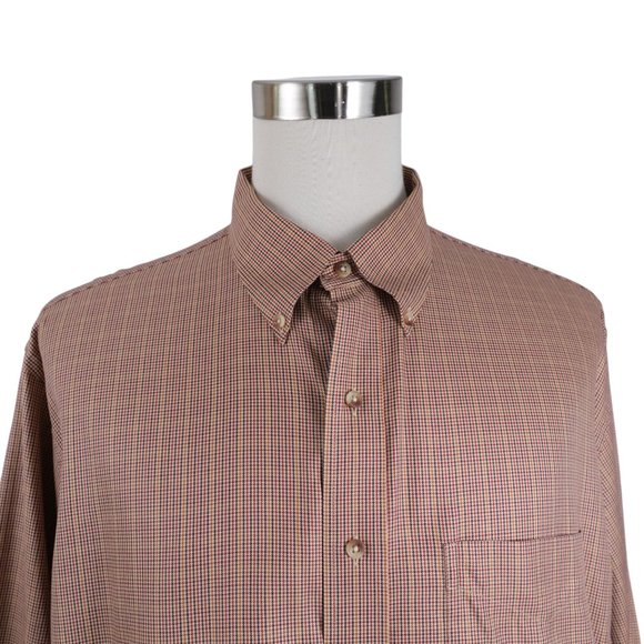 Jos. A. Bank Men's Travelers's Collection XL Button Down Shirt Brown Checked - Picture 1 of 10